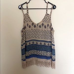 Boho Silk Fringe Top